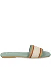 Armani Exchange Striped Slides In Green