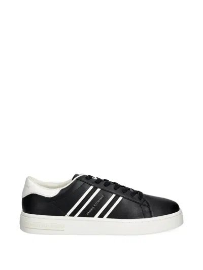 Armani Exchange Striped Sneakers In Black