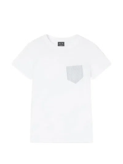 Armani Exchange Striped-pocket T-shirt In White