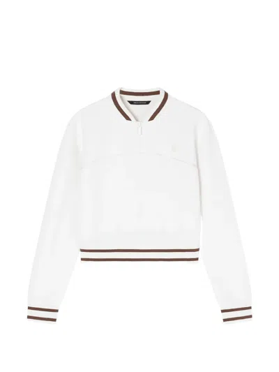 Armani Exchange Striped-trim V-neck Sweater In White