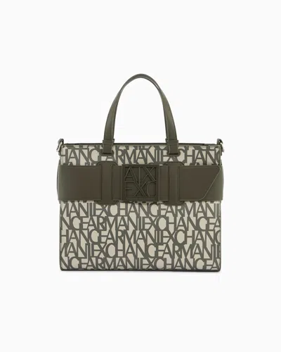 Armani Exchange Structured Fabric Shopper With Rope Handles In Multi