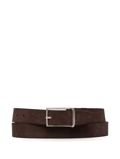 Armani Exchange Suede Belt In Brown