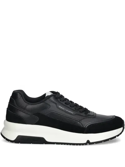Armani Exchange Suede-panel Sneakers In Black