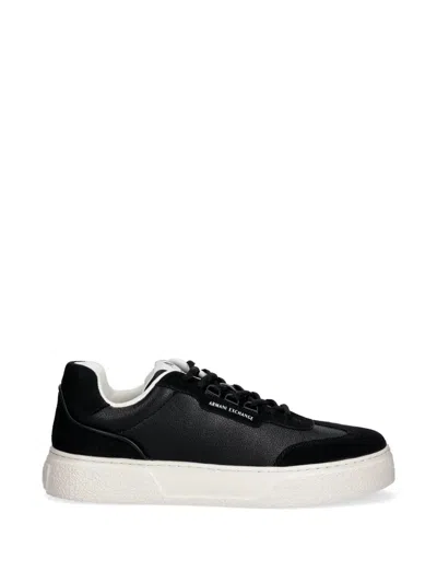 Armani Exchange Suede Panelled Sneakers In Black