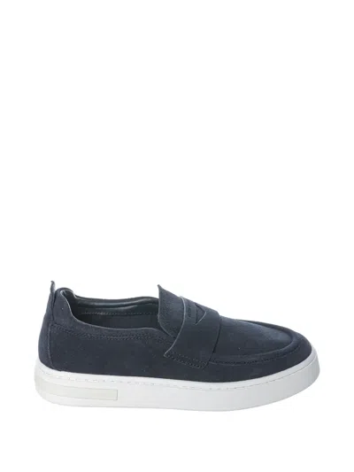 Armani Exchange Suede Penny Loafers In Black