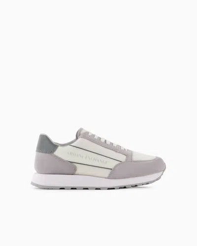 Armani Exchange Logo-print Panelled Trainers In Grey