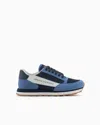 Armani Exchange Suede Sneakers With Mesh Inserts In Navy Blue