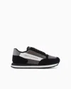 Armani Exchange Suede Sneakers With Mesh Inserts In Black