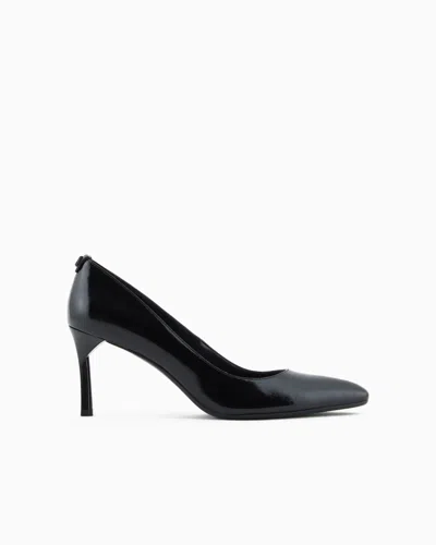 Armani Exchange Super Shiny Leather Pumps In Black