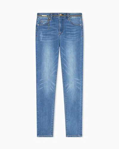 Armani Exchange Super Skinny Cotton Jeans In Blue
