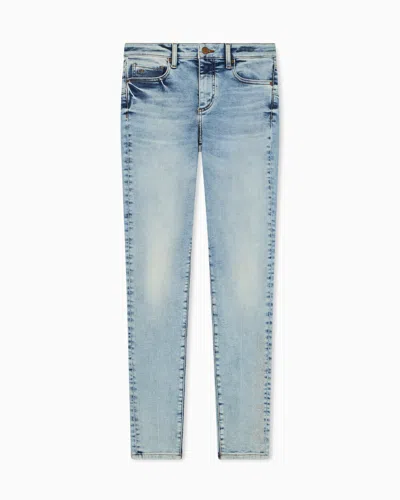 Armani Exchange Super Skinny Light Denim Jeans With Details In Blue