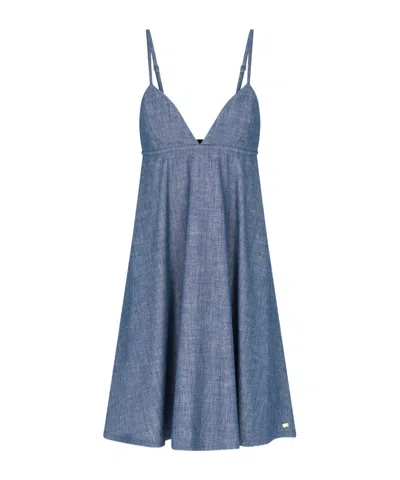 Armani Exchange Suspender Dress In Blue