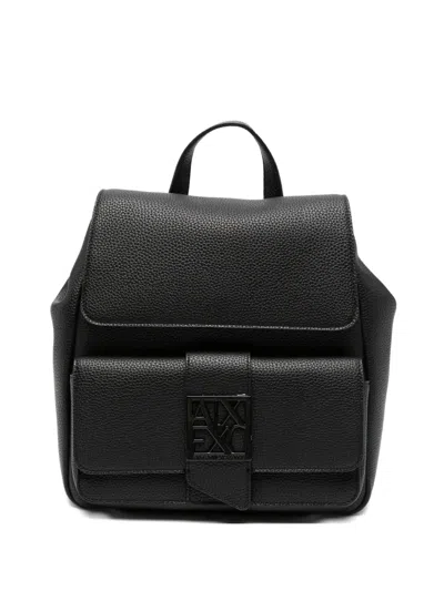 Armani Exchange Suzy Pebbled Leather Backpack In Black