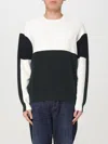 Armani Exchange Color Block Ribbed Crew Neck Sweater In White
