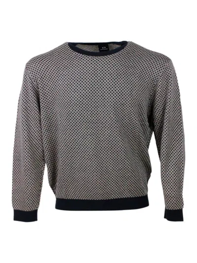 Armani Exchange Jumper In Blu Navy - Beige