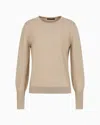 Armani Exchange Sweater With Wide Sleeves And Jacquard A-line Logo In Beige