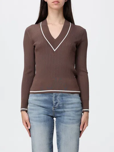 Armani Exchange V-neck Viscose Blend Sweater In Brown