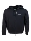 Armani Exchange Stretch Fabric Zip-up Sweatshirt In Black