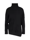 Armani Exchange Asymmetrical High Neck Knitted Sweater In Black