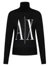 Armani Exchange Polo Neck Pullover With Bold Graphic Detail In Nero Neri E Grigi