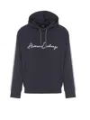 Armani Exchange Logo-print Drawstring Hoodie In Blu Blu E Verdi