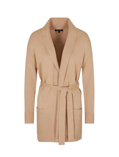 Armani Exchange Belted Cardigan In Neutral