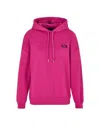 Armani Exchange Soft Fleece Hoodie With Monogram Logo Patch In Pink