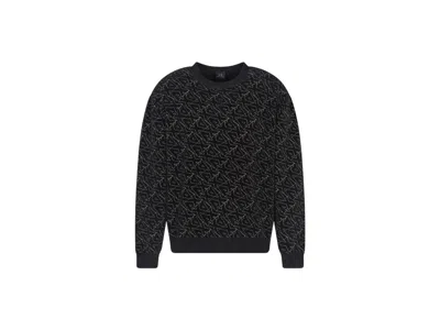 Armani Exchange Long-sleeve Crew-neck Casual Knit Sweater With Allover Jacquard Pattern In Black