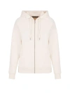 Armani Exchange Zip-front Sweatshirt With Rhinestone Logo Detail In White
