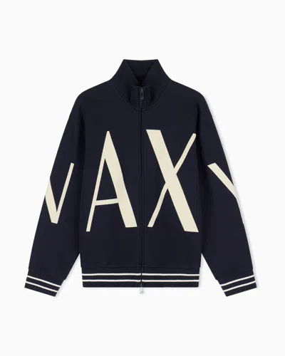 Armani Exchange Sweatshirt In Bonded Stretch Cotton In Blue