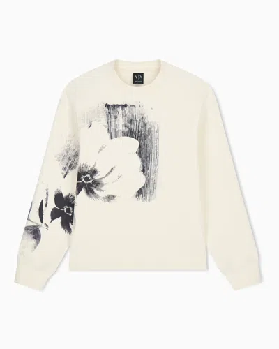Armani Exchange Sweatshirt In Bonded Stretch Cotton In Blue