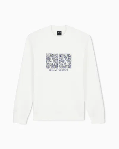 Armani Exchange Sweatshirt In Bonded Stretch Cotton In White