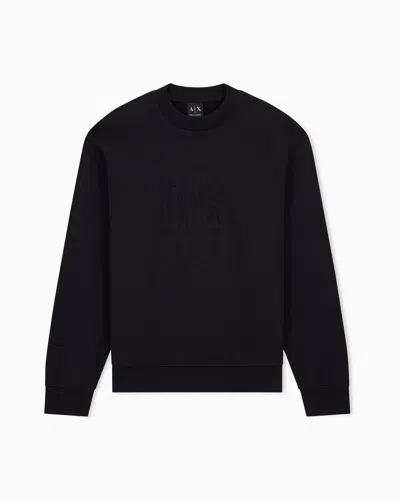 Armani Exchange Sweatshirt In Cotton French Terry In Black