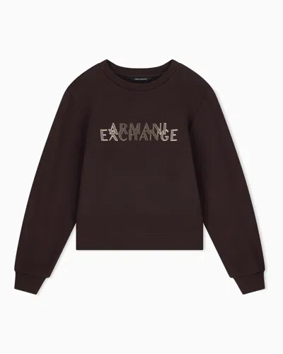 Armani Exchange Sweatshirt In Cotton French Terry In Brown