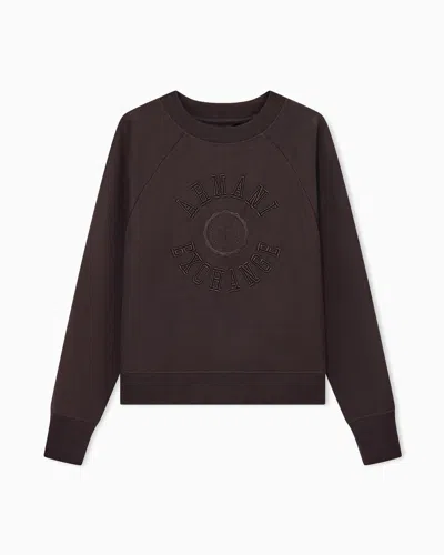 Armani Exchange Sweatshirt In Cotton French Terry In Brown