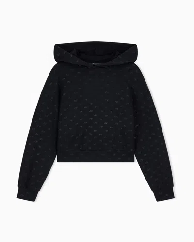 Armani Exchange Sweatshirt In Organic Cotton With Allover Print In Black