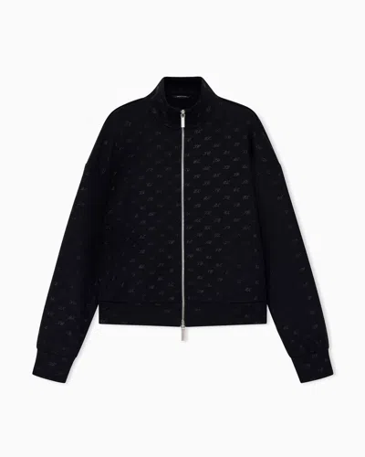 Armani Exchange Sweatshirt In Organic Cotton With Allover Print In Black