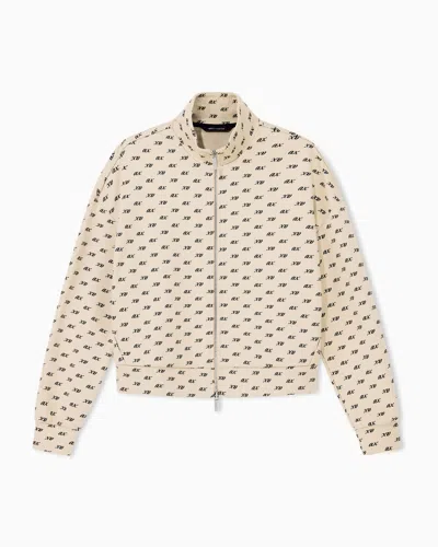 Armani Exchange Sweatshirt In Organic Cotton With Allover Print In Brown