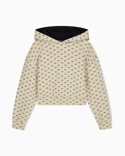 Armani Exchange Sweatshirt In Organic Cotton With Allover Print In Neutral