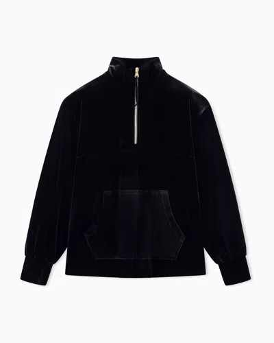 Armani Exchange Sweatshirt In Stretch Velvet In Black