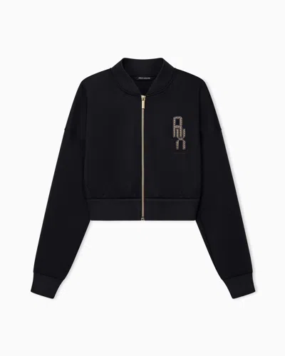 Armani Exchange Sweatshirt Slim With Stretch Scuba And Rib Details In Black