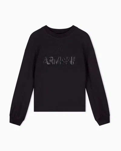 Armani Exchange Sweatshirt Stretch Viscose Scuba In Black
