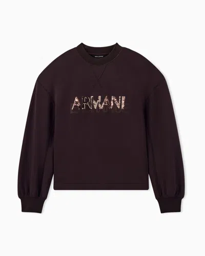 Armani Exchange Sweatshirt Stretch Viscose Scuba In Brown