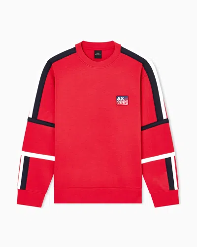 Armani Exchange Sweatshirt With Contrasting Bands In Red