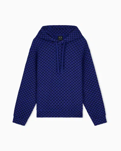 Armani Exchange Sweatshirt With Regular Fit In Bonded Stretch Cotton In Blue