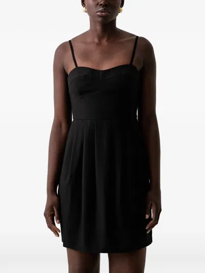 Armani Exchange Sweetheart-neck Pleated Mini Dress In Black