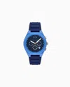 Armani Exchange Sync Chronograph Blue Silicone Watch In Gold