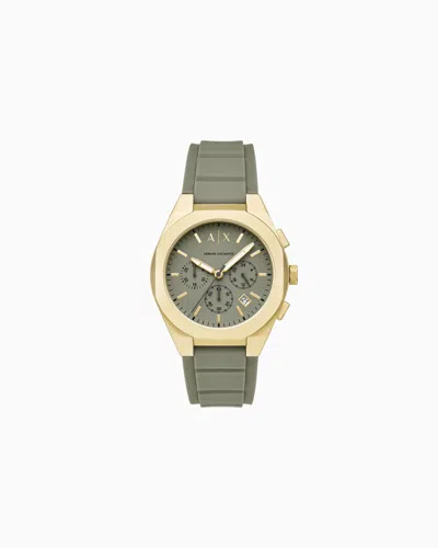 Armani Exchange Sync Chronograph Green Silicone Watch In Brown