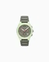 Armani Exchange Sync Chronograph Green Silicone Watch In Gray