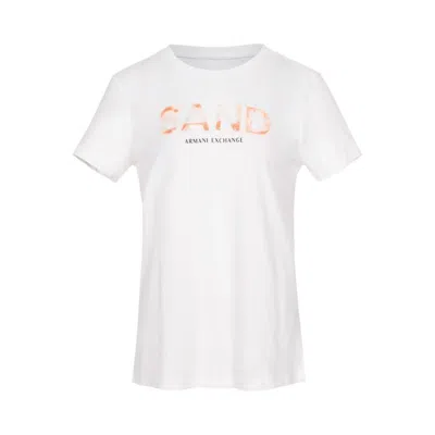 Armani Exchange 女士时尚潮酷童趣字母短袖t恤 In White